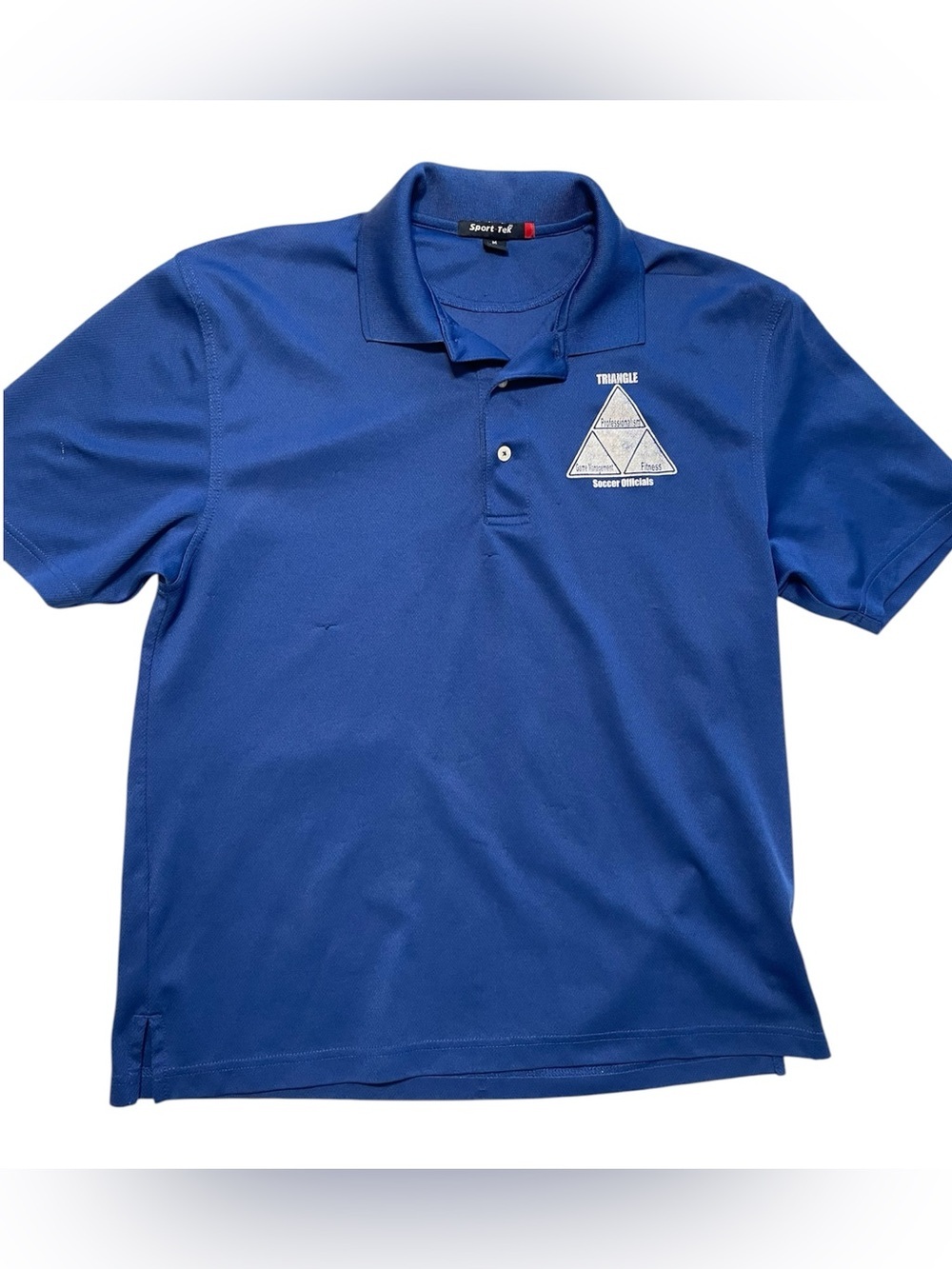 Sport-Tek Men's Blue Polo with Triangle Soccer Logo